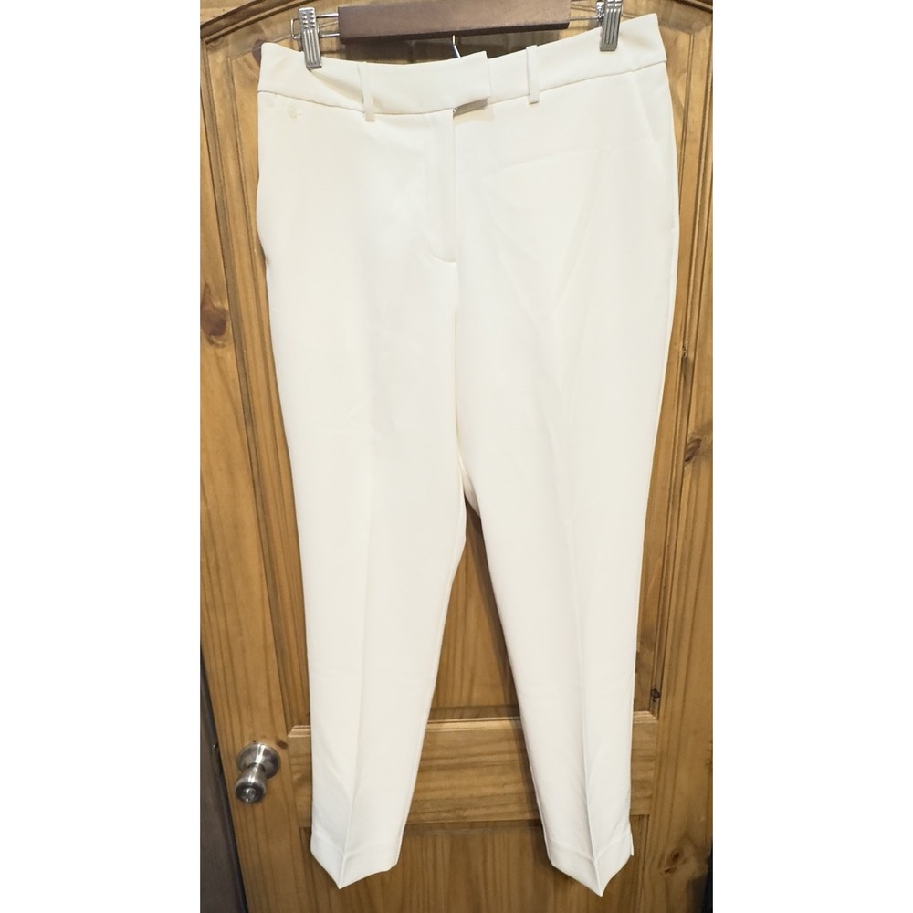 Elie Tahari White Slim Ankle Pants Women's Size 10 Stretch Trouser Work Chic